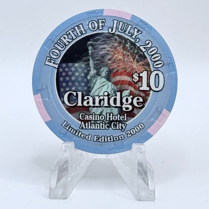 Claridge Atlantic City New Jersey 2000 'Independence Day' LE $10 Casino Chip
