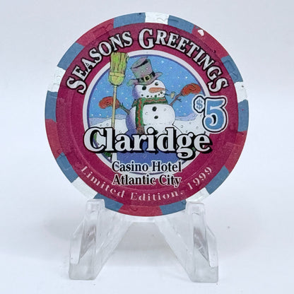 Claridge Atlantic City New Jersey 1999 'Season Greetings' LE $5 Casino Chip