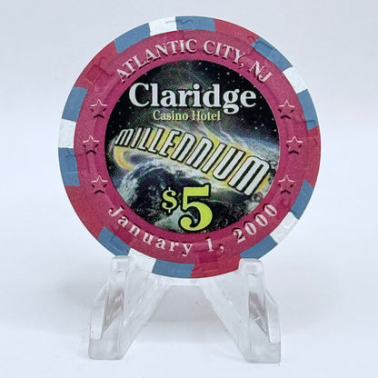 Claridge Atlantic City New Jersey 2000 'Millennium' LE $5 Casino Chip