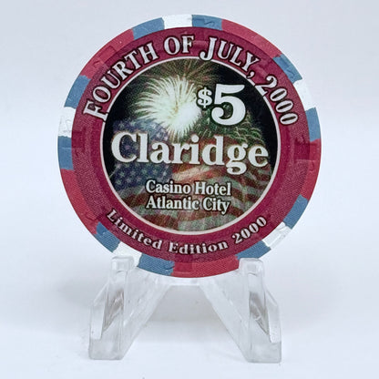 Claridge Atlantic City New Jersey 2000 'Independence Day' LE $5 Casino Chip