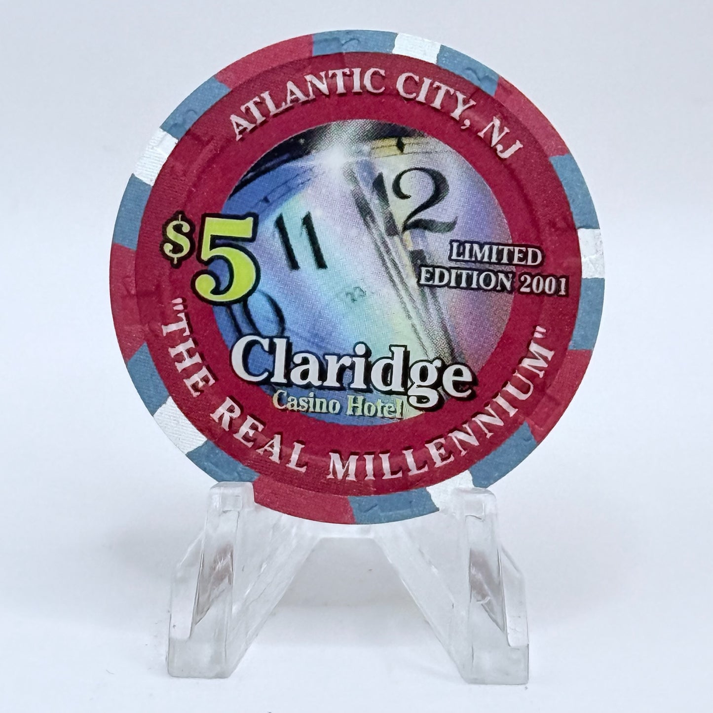 Claridge Atlantic City New Jersey 2001 'The Real Millennium' LE $5 Casino Chip