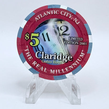 Claridge Atlantic City New Jersey 2001 'The Real Millennium' LE $5 Casino Chip