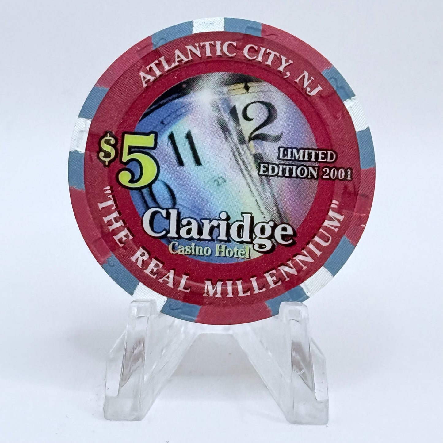 Claridge Atlantic City New Jersey 2001 'The Real Millennium' LE $5 Casino Chip