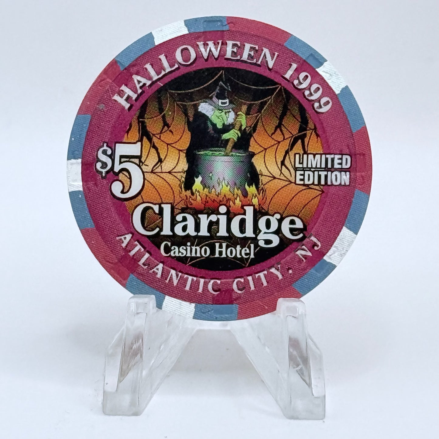 Claridge Atlantic City New Jersey 1999 'Halloween' LE $5 Casino Chip