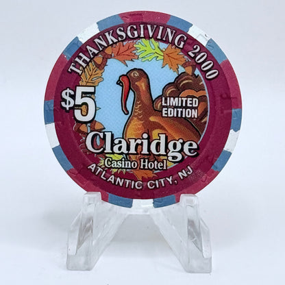 Claridge Atlantic City New Jersey 2000 'Thanksgiving' LE $5 Casino Chip