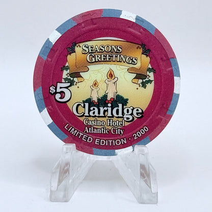 Claridge Atlantic City New Jersey 2000 'Season Greetings' LE $5 Casino Chip