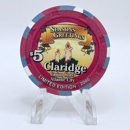 Claridge Atlantic City New Jersey 2000 'Season Greetings' LE $5 Casino Chip
