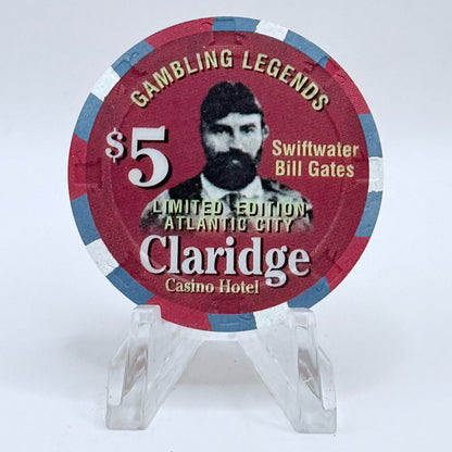 Claridge Atlantic City New Jersey 'Gambling Legends Swiftwater Bill Gates' LE $5 Casino Chip