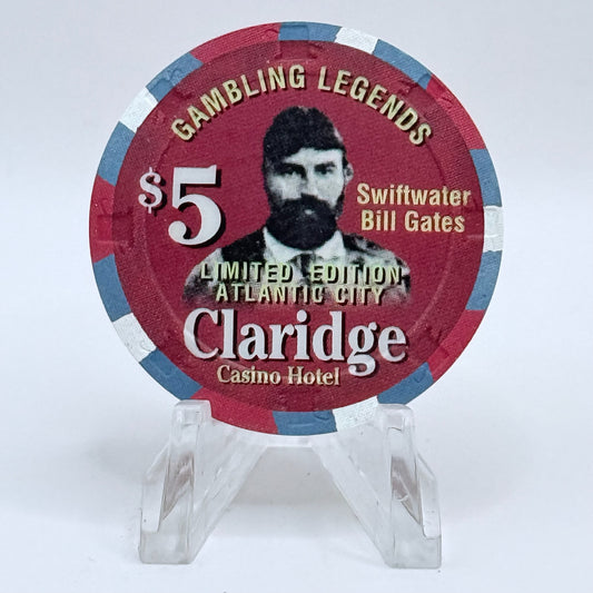 Claridge Atlantic City New Jersey 'Gambling Legends Swiftwater Bill Gates' LE $5 Casino Chip
