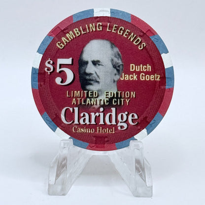 Claridge Atlantic City New Jersey 'Gambling Legends, Dutch Jack Goetz' LE $5 Casino Chip