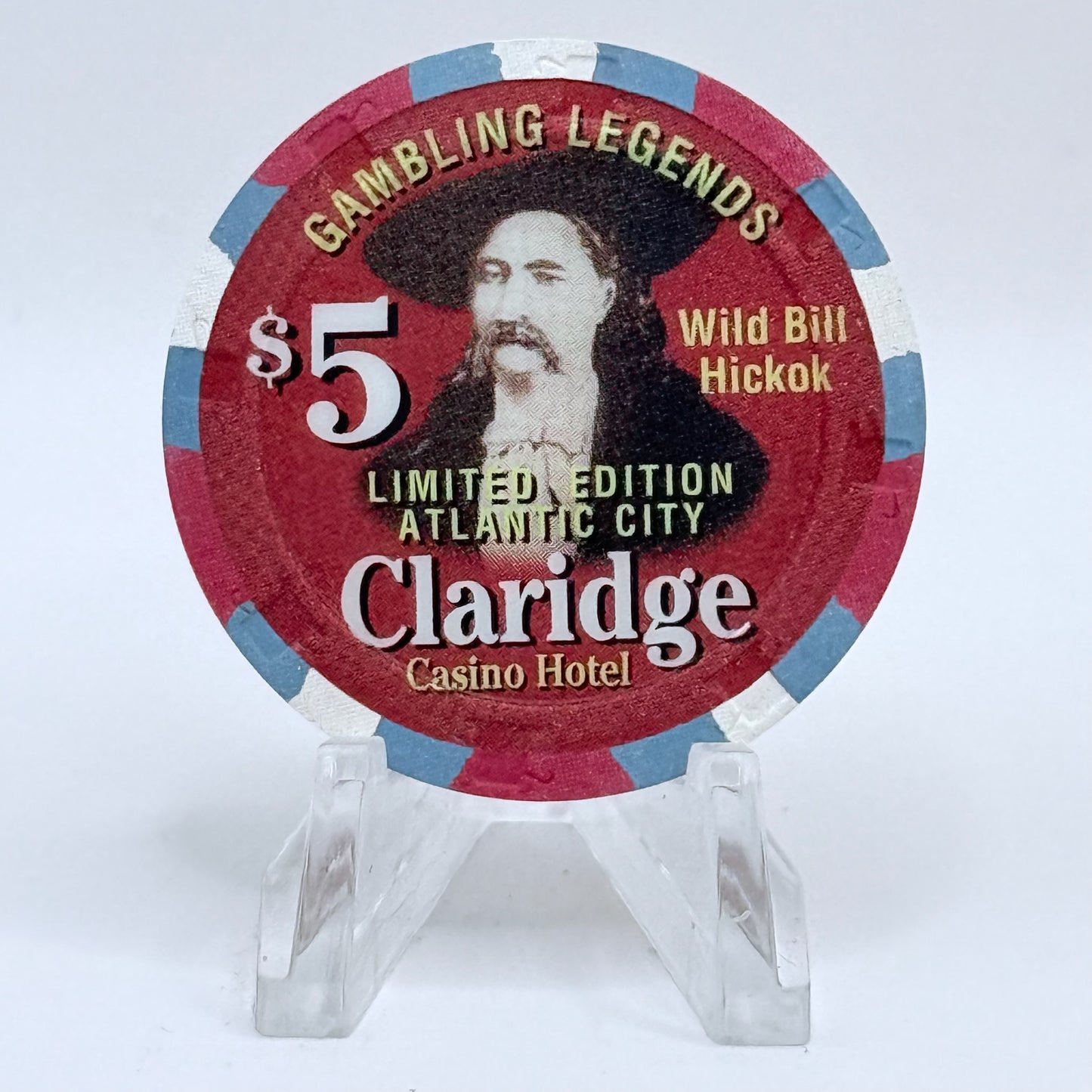 Claridge Atlantic City New Jersey 'Gambling Legends, Wild Bill Hickok' LE $5 Casino Chip