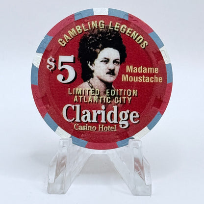 Claridge Atlantic City New Jersey 'Gambling Legends, Madame Moustache' LE $5 Casino Chip