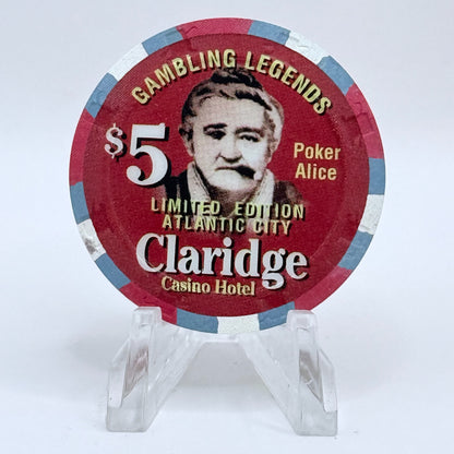 Claridge Atlantic City New Jersey 'Gambling Legends, Poker Alice' LE $5 Casino Chip
