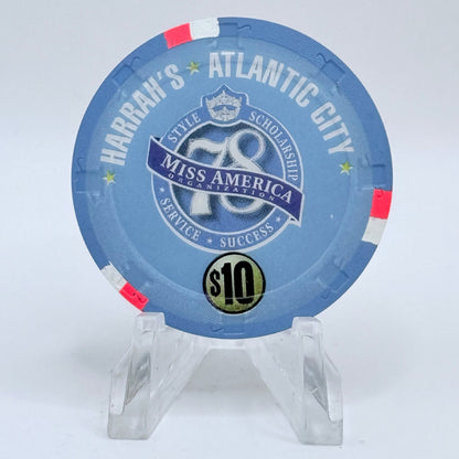 Harrah's (Marina) Atlantic City New Jersey 1998 'Miss America' LE $10 Casino Chip