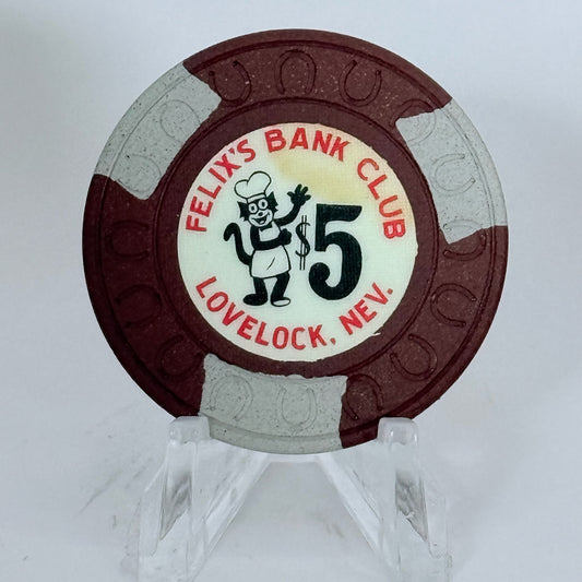 Felix Bank Club Lovelock Nevada 1962 LE $5 Casino Chip N4373