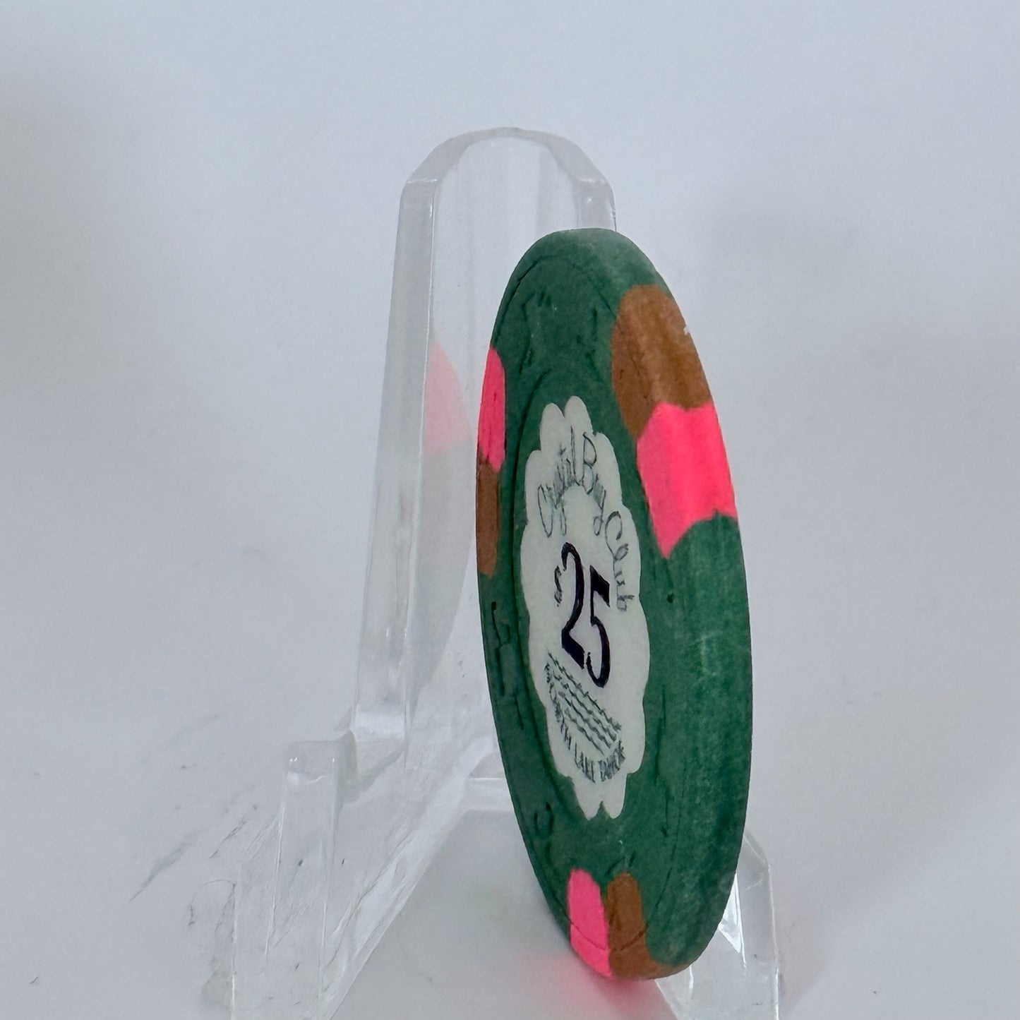 Crystal Bay Casino Crystal Bay Nevada 1970s $25 Casino Chip N2553 - worn