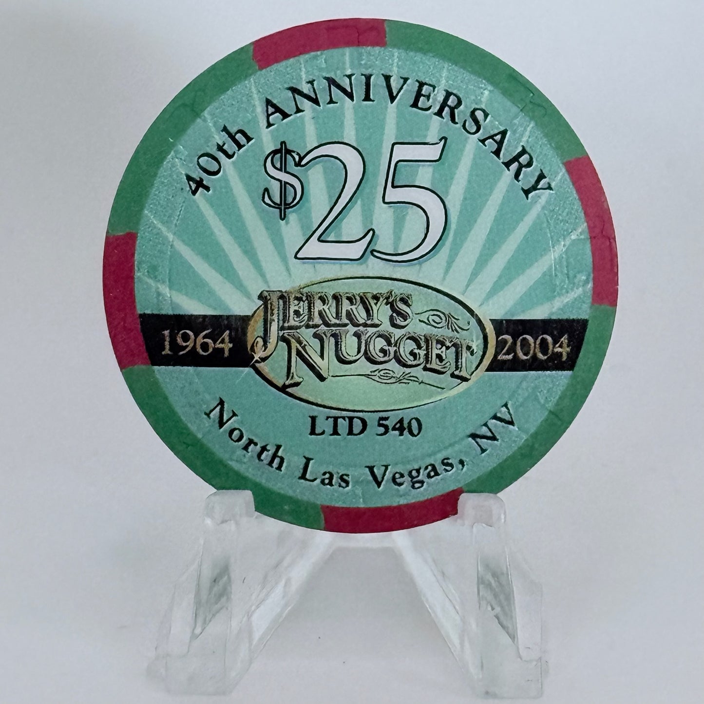 Jerry's Nugget N. Las Vegas Nevada 2004 '40th Anniversary' LE $25 Casino Chip E3733