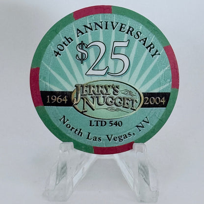 Jerry's Nugget N. Las Vegas Nevada 2004 '40th Anniversary' LE $25 Casino Chip E3733