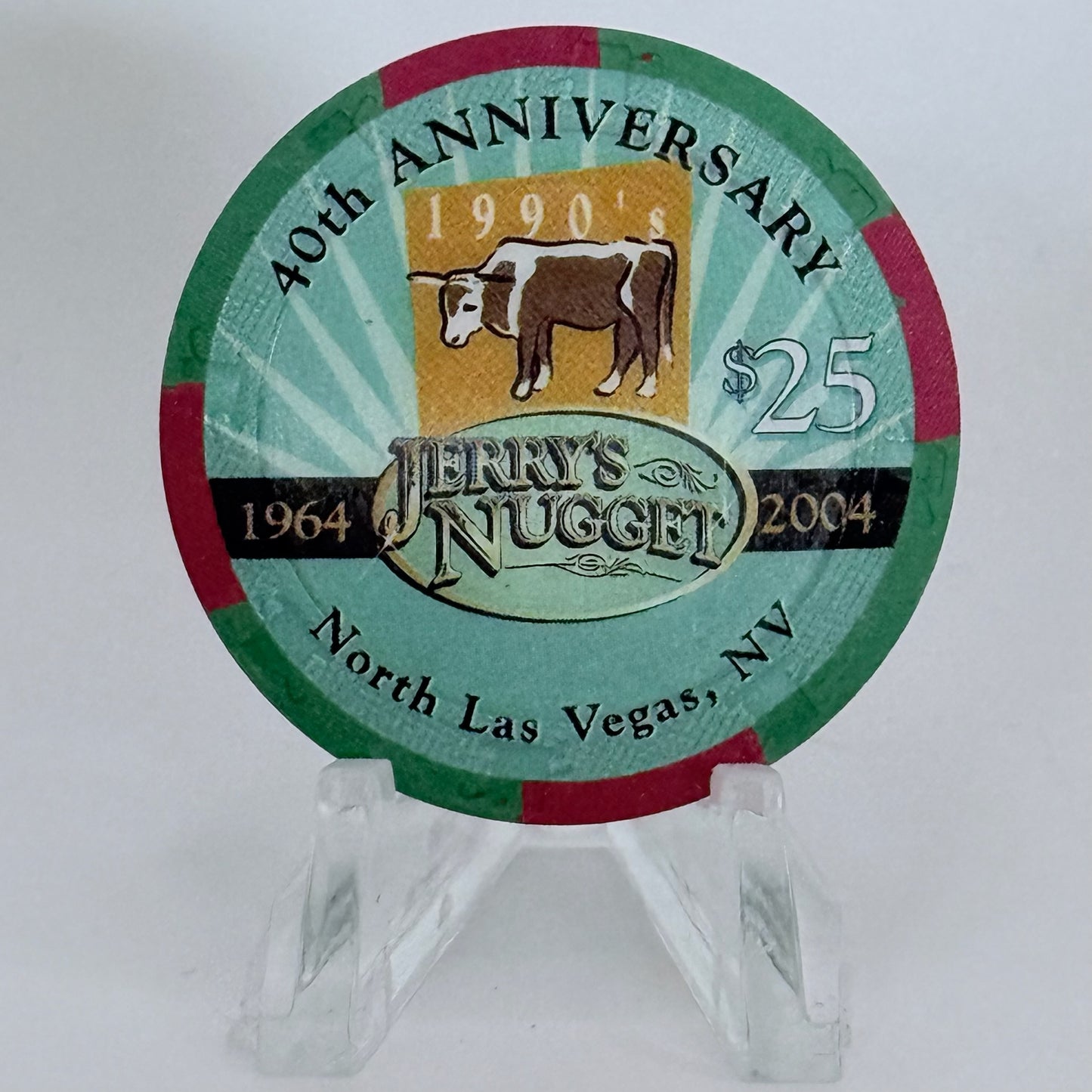 Jerry's Nugget N. Las Vegas Nevada 2004 '40th Anniversary' LE $25 Casino Chip E3733