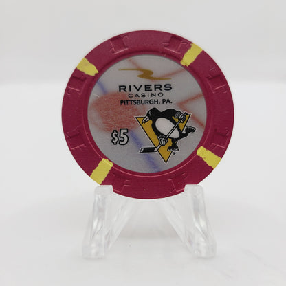 Rivers Casino Pittsburgh Pennsylvania 2017 "Pittsburgh Penguins" $5 Casino Chip
