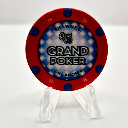 Grand Resort Casino Shawnee Oklahoma $5 'Poker Room' Casino Chip