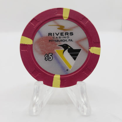Rivers Casino Pittsburgh Pennsylvania 2017 "Pittsburgh Penguins" $5 Casino Chip