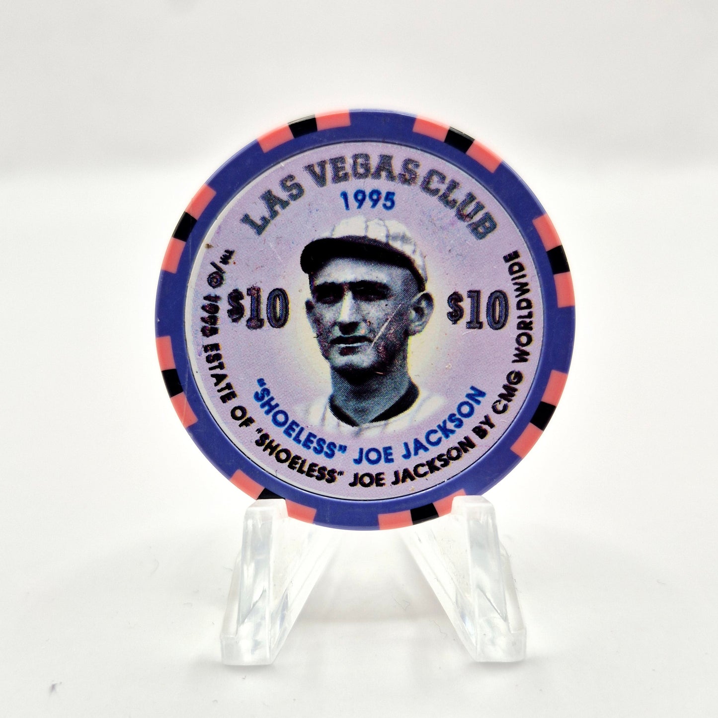 Las Vegas Club Casino Las Vegas Nevada 1995 'Shoeless Joe Jackson' $10 Casino Chip  N0442