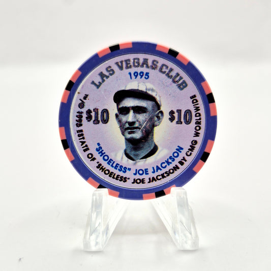 Las Vegas Club Casino Las Vegas Nevada 1995 'Shoeless Joe Jackson' $10 Casino Chip  N0442