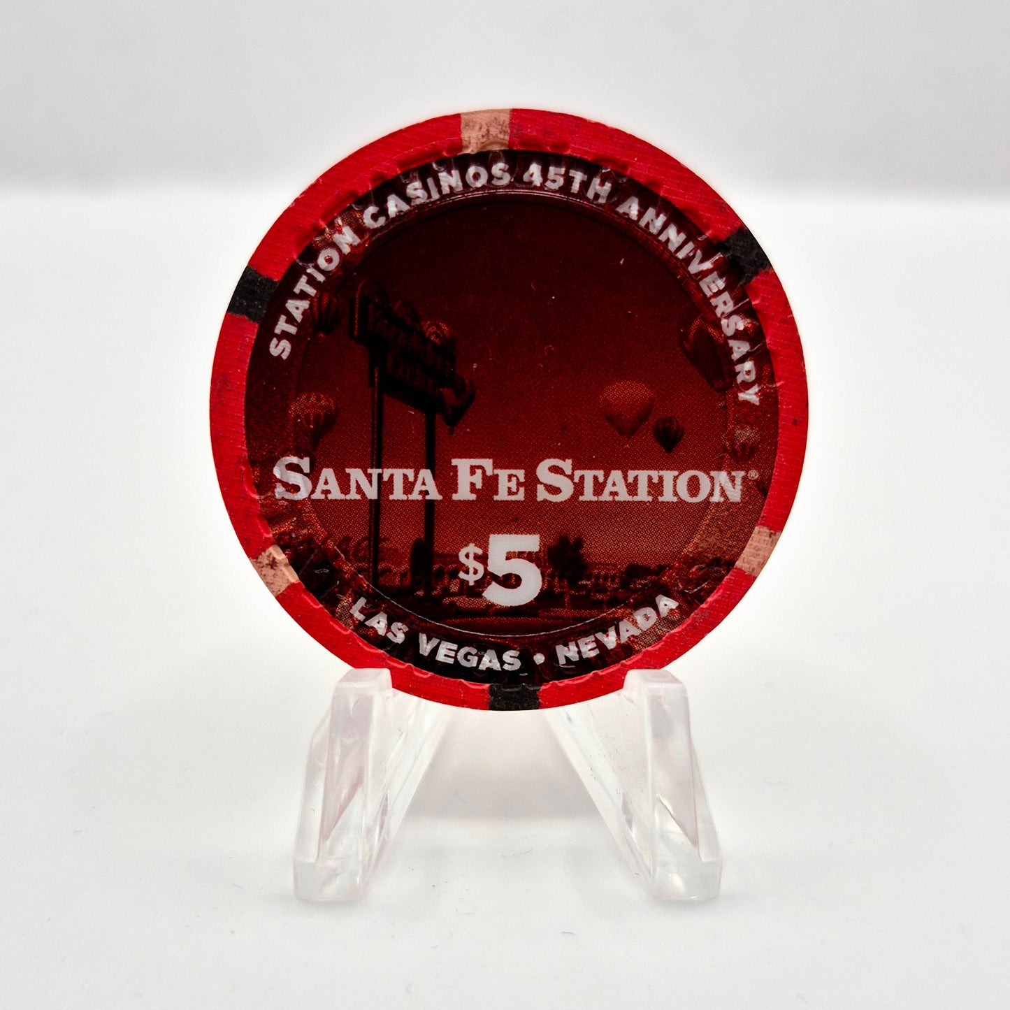 Santa Fe Station Hotel Casino Las Vegas Nevada 2021 45th anniversary $5 Casino Chip