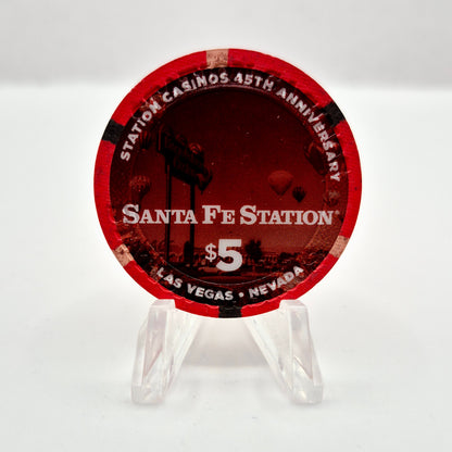 Santa Fe Station Hotel Casino Las Vegas Nevada 2021 45th anniversary $5 Casino Chip