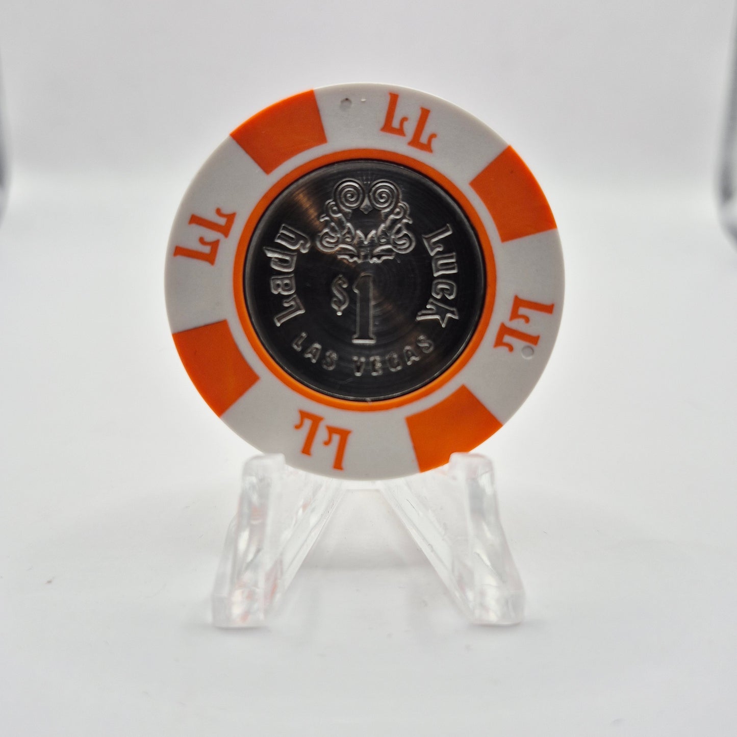 Lady Luck Hotel Casino Las Vegas Nevada 1980's "Coin Inlay" $1 Casino Chip N1842.P1