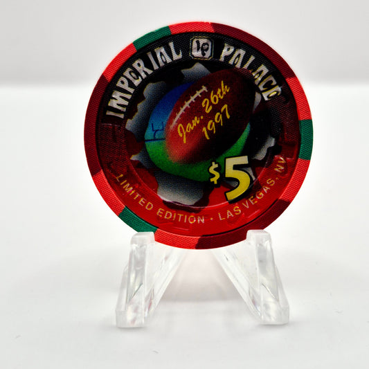 Imperial Palace Las Vegas Nevada 1997 'Super Bowl' LE $5 Casino Chip N8637