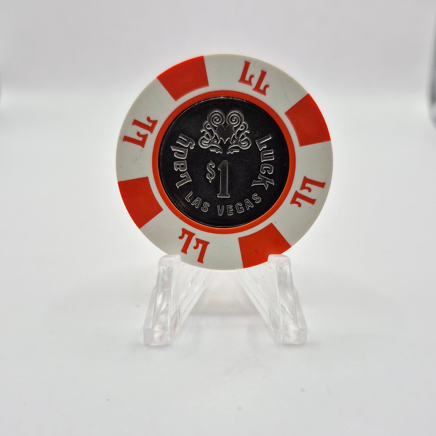 Lady Luck Hotel Casino Las Vegas Nevada 1980's $1 "Coin Inlay" Casino Chip N1842.S2