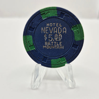 Hotel Nevada Battle Mountain Nevada 1970's $5 Casino Chip N9987