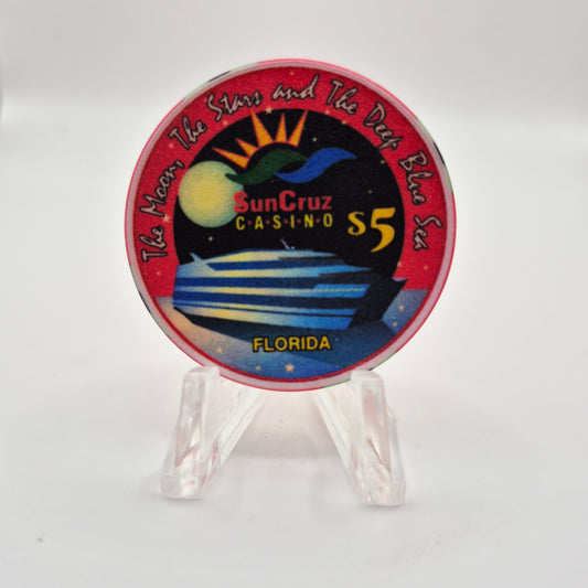 SunCruz Casino "Day Cruise" Florida "The Moon the Stars and the Deep Blue Sea" $5 Casino Chip