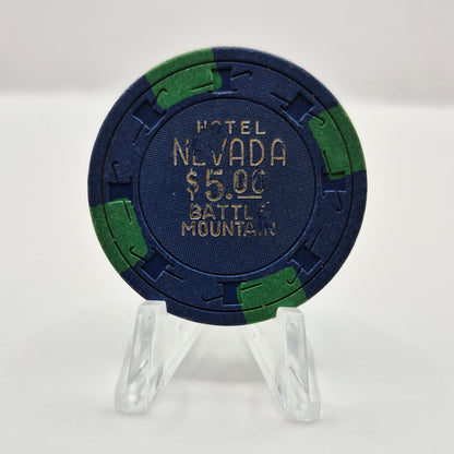 Hotel Nevada Battle Mountain Nevada 1970's $5 Casino Chip N9987