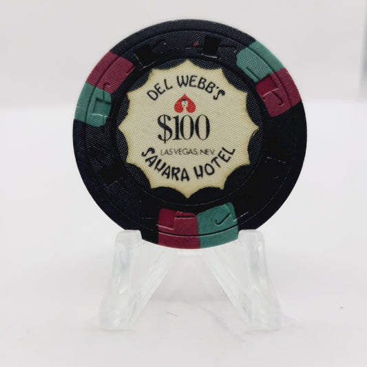 Sahara Hotel Casino Las VegasNevada"Del Webb's"1961 $100 Casino Chip N2095