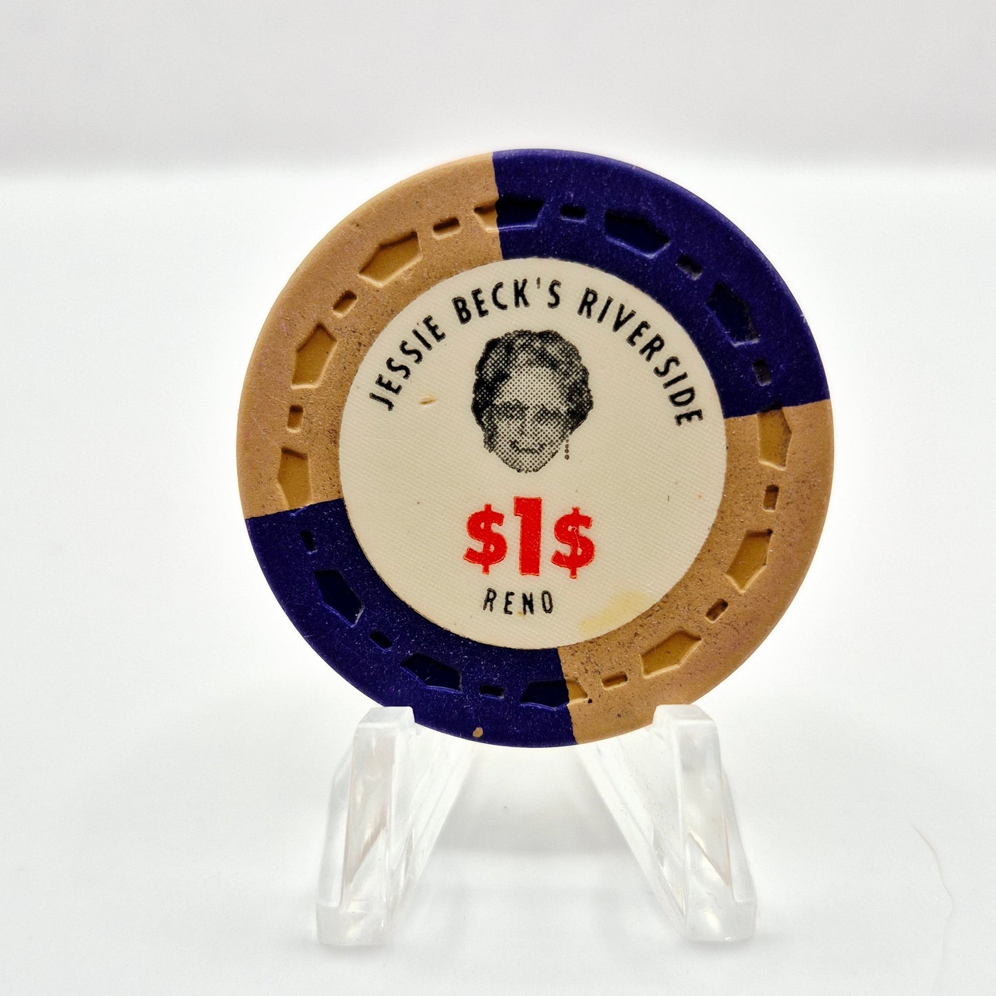 Jessie Beck's Riverside Hotel Reno Nevada 1971 $1 Casino Chip N5505 *Circulated