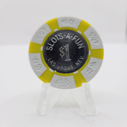 Slots-A-Fun Casino Las Vegas Nevada 1975 $1 Chip N0948.E2  (Rare) **F in Vegas on both sides