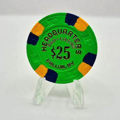 Headquarters Bar Casino Fallon Nevada 1987 $25 Casino Chip V2763