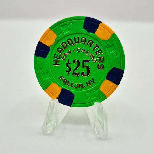 Headquarters Bar Casino Fallon Nevada 1987 $25 Casino Chip V2763