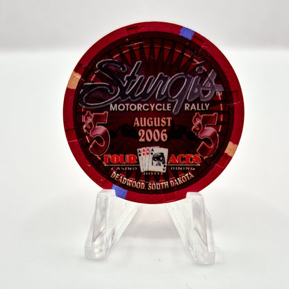 Four Aces Casino Deadwood South Dakota '2006 Sturgis Motorcycle Rally' $5 Casino Chip