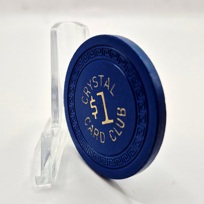 Crystal Card Club Casino Sparks Nevada 1951 $1 Casino Chip N5051