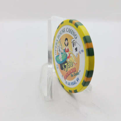 Opera House Casino Las Vegas Nevada 1996 "Blackjack The Dealer" $7.50 Casino Chip N8904