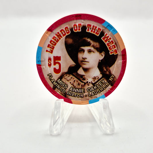 Flamingo Hilton Laughlin Nevada 1996 'Legends of the West - Miss Annie Oakley' Series 8 LE $5 Casino Chip N8288