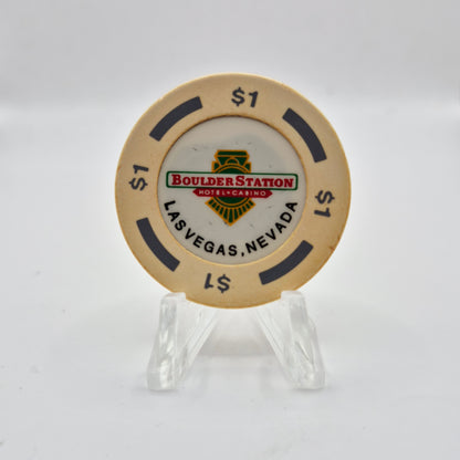 Boulder Station Casino Las Vegas Nevada 1990's $1 Casino Chip *Cream