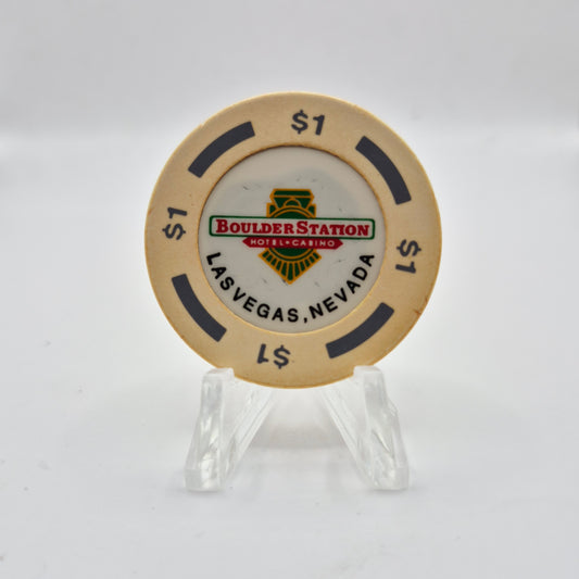 Boulder Station Casino Las Vegas Nevada 1990's $1 Casino Chip *Cream