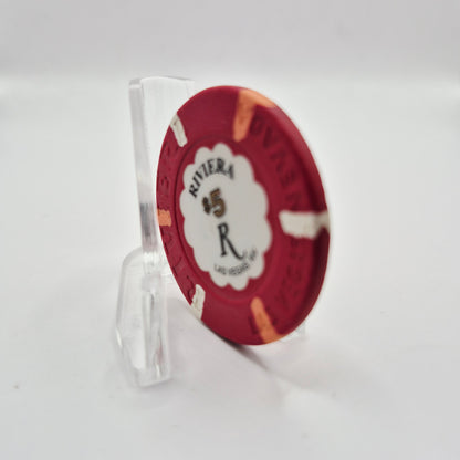 Riviera Hotel Casino Las Vegas Nevada 1998 $5 Casino Chip V1431 *Circulated