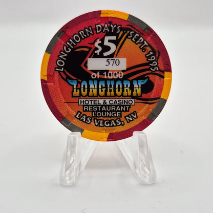 Longhorn Hotel Casino Las Vegas Nevada 1995 $5 Casino Chip N2624