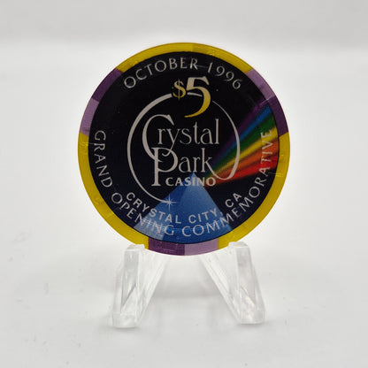 Crystal Park Casino Crystal City California 1996 Grand Opening 'Year of the Snake' $5 Casino Chip